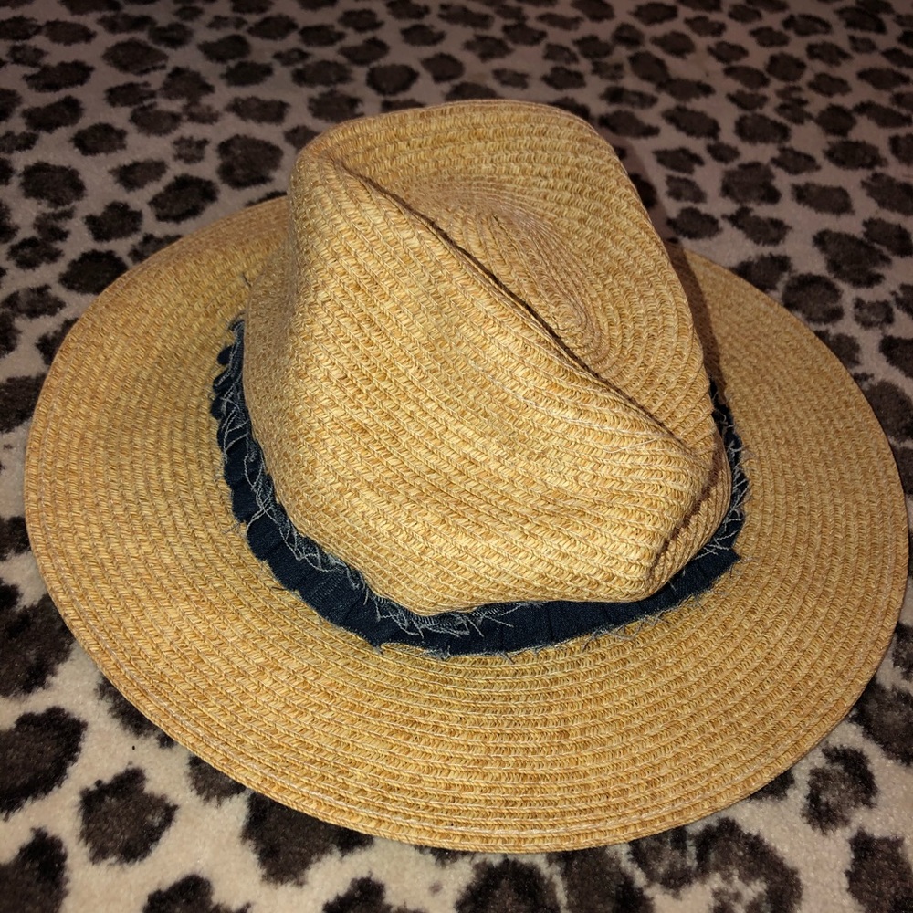 Denim straw hat